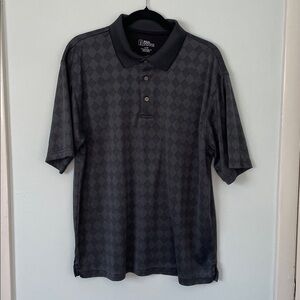 PGA Tour Diamond Pattern Gray and Black Polo Golf Shirt Size L